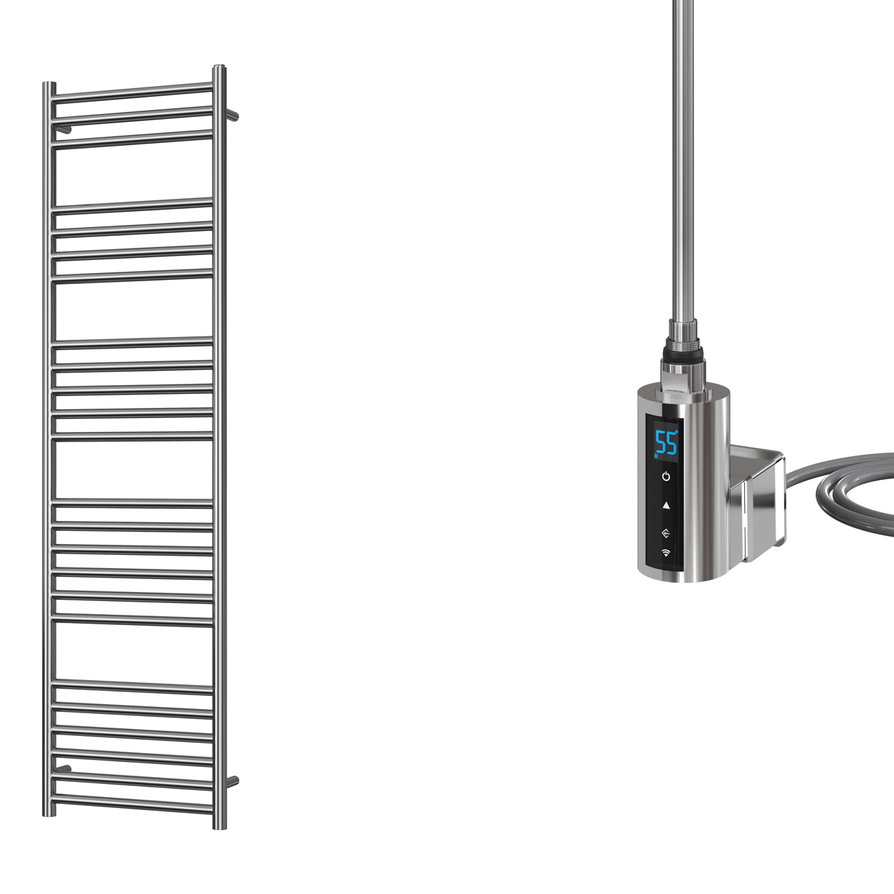 Aston - Stainless Steel Electric Towel Rail H1600mm x W400mm Straight 300w Thermostatic WIFI