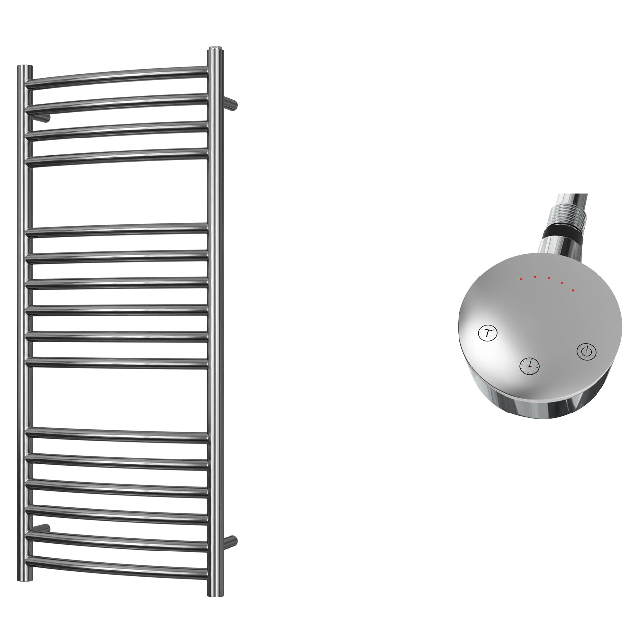 Aston - Stainless Steel Electric Towel Rail H1000mm x W400mm Curved 300w Thermostatic