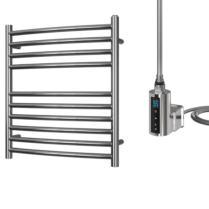 Aston - Stainless Steel Electric Towel Rail H600mm x W500mm Curved 200w Thermostatic WIFI