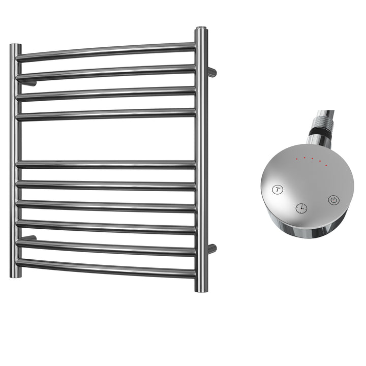 Aston - Stainless Steel Electric Towel Rail H600mm x W500mm Curved 300w Thermostatic