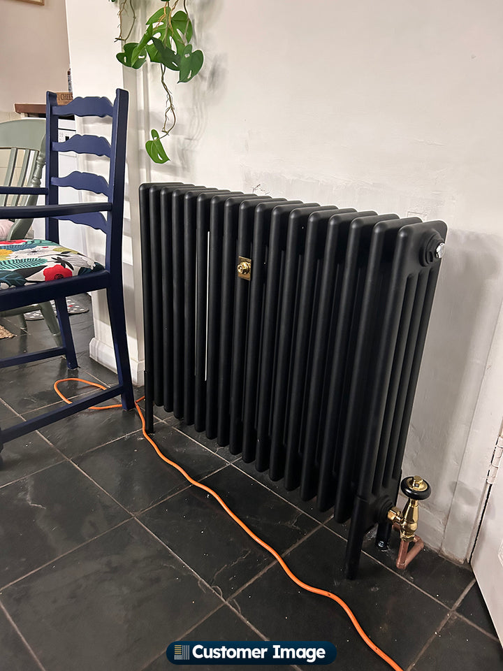 UK Radiators - Alpha Black 4 Column Radiator 600mm x 768mm installed in kitchen