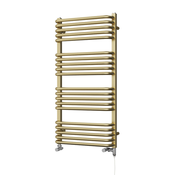Crossmoor - Brushed Brass Dual Fuel Towel Rail H1000mm x W500mm Standard