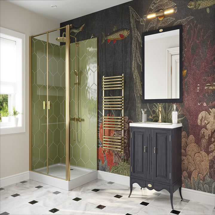 Crossmoor - Brushed Brass Dual Fuel Towel Rail H1000mm x W500mm Thermostatic WIFI