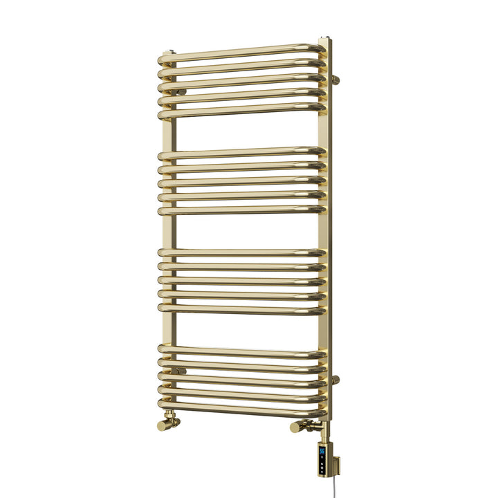 Crossmoor - Polished Brass Dual Fuel Towel Rail H1000mm x W500mm Thermostatic WIFI