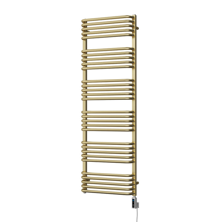 Crossmoor Brushed Brass Electric Towel Rail 1533mm x 500mm – 800w Thermostatic WiFi Heated Bathroom Rail