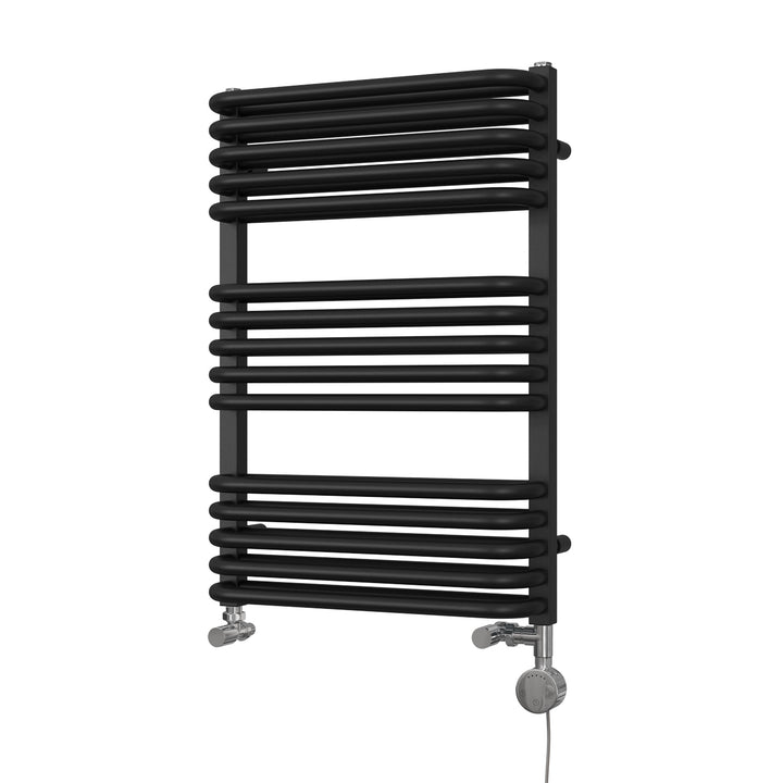 Crossmoor - Black Dual Fuel Towel Rail H736mm x W500mm Thermostatic
