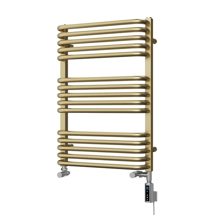 Crossmoor - Brushed Gold Dual Fuel Towel Rail H736mm x W500mm Thermostatic WIFI