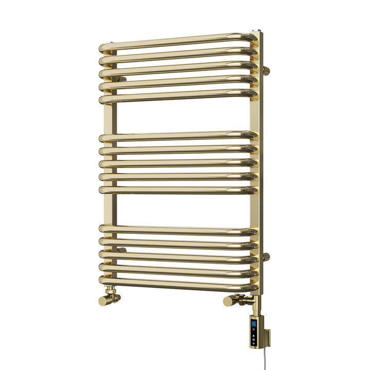 Crossmoor - Polished Brass Dual Fuel Towel Rail H736mm x W500mm Thermostatic WIFI