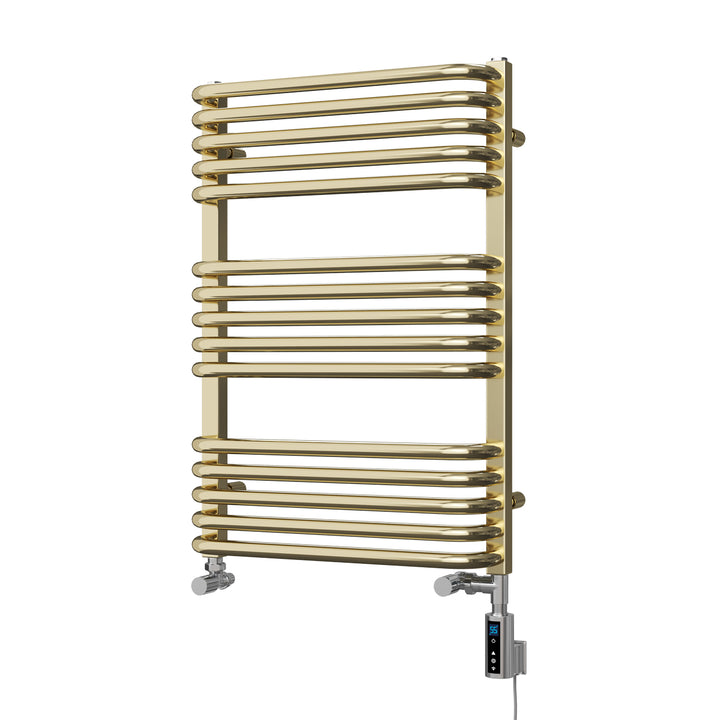 Crossmoor - Polished Gold Dual Fuel Towel Rail H736mm x W500mm Thermostatic WIFI