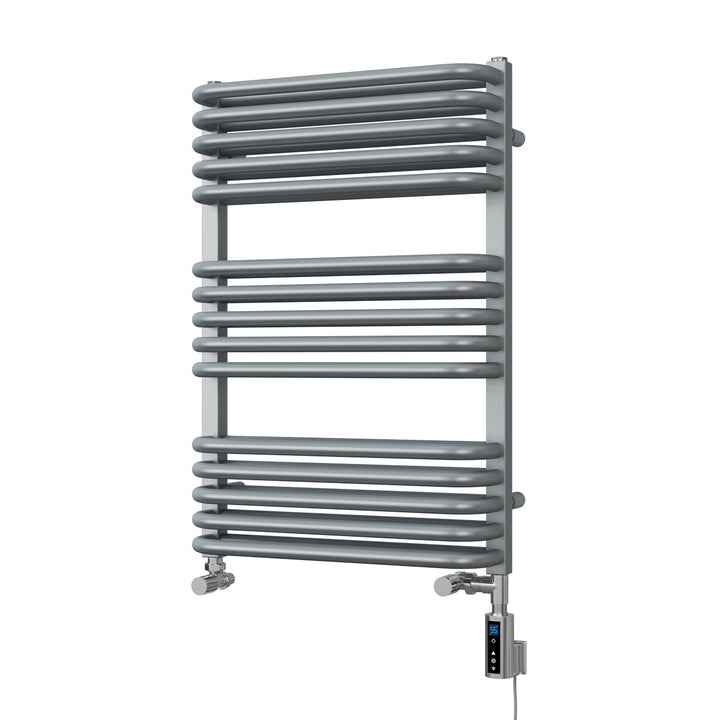 Crossmoor - Silver Dual Fuel Towel Rail H736mm x W500mm Thermostatic WIFI