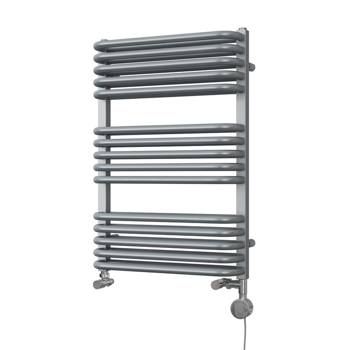 Crossmoor - Silver Dual Fuel Towel Rail H736mm x W500mm Thermostatic