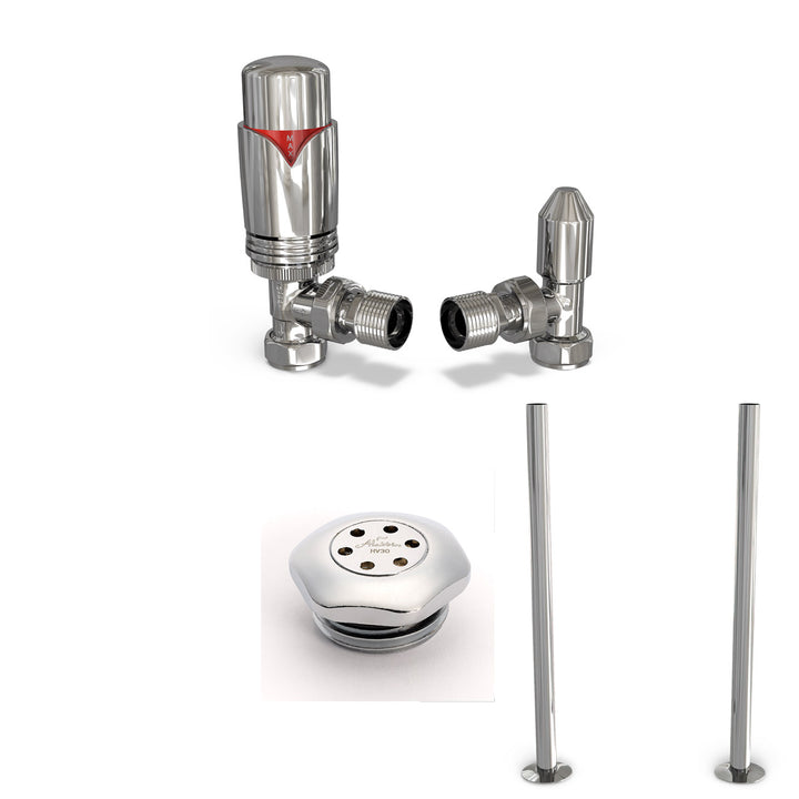 Derry Bold - Thermostatic Radiator Valve & Accessory Kit - Chrome Angled 15mm