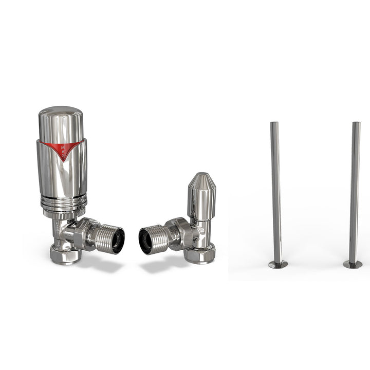 Derry Bold - Thermostatic Radiator Valve & Accessory Kit - Chrome Angled 15mm