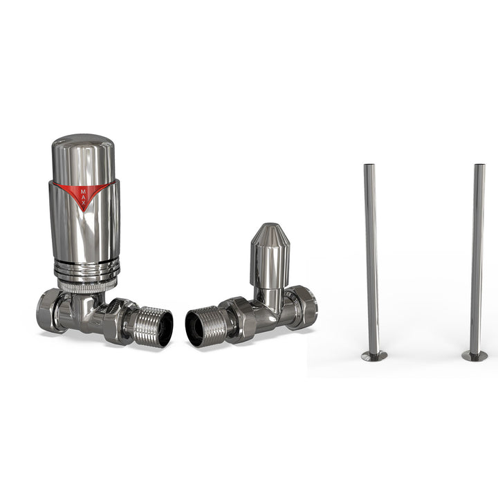 Derry Bold - Thermostatic Radiator Valve & Installation Kit - Chrome Straight 15mm