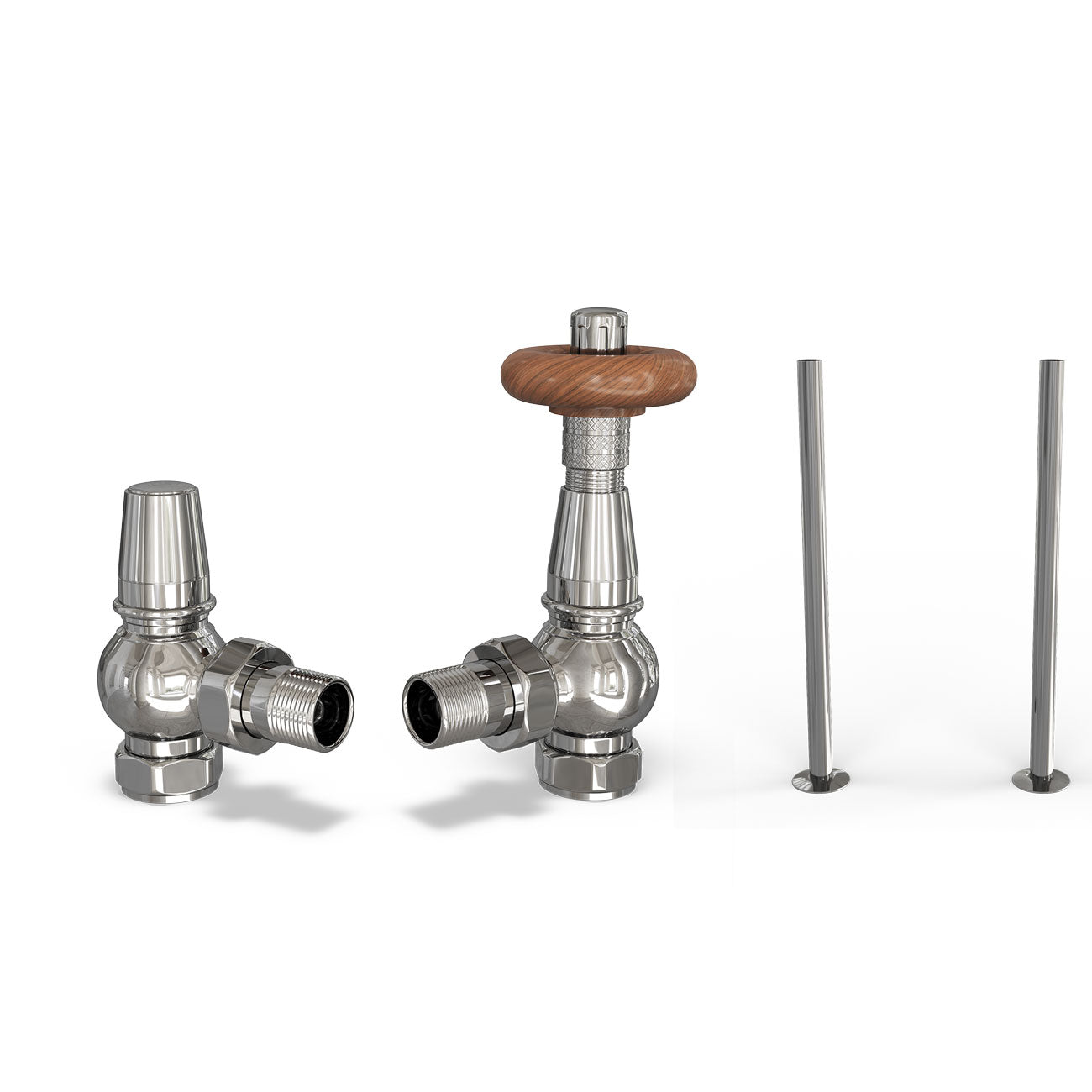 Derry Traditional - Thermostatic Radiator Valve & Accessory Kit - Chrome Angled 15mm