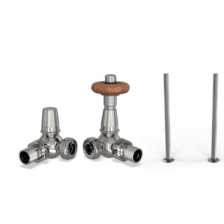 Derry Traditional - Thermostatic Radiator Valve & Accessory Kit - Chrome Corner 15mm