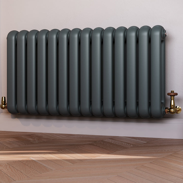Derry Traditional - Polished Brass Thermostatic Radiator Valve & Installation Kit Corner 15mm