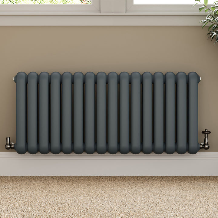 Derry Traditional - Pewter Thermostatic Radiator Valve & Lockshield Corner 10mm