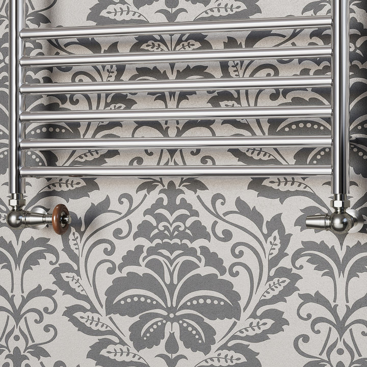 Derry Traditional - Thermostatic Radiator Valve & Accessory Kit - Silver Nickel Corner 15mm