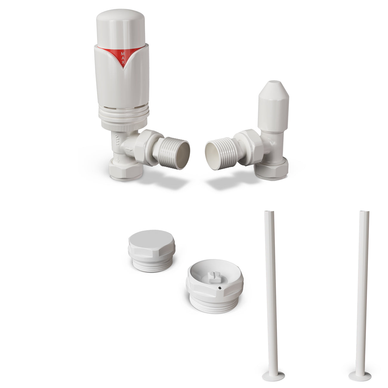 Derry Bold - Thermostatic Radiator Valve & Accessory Kit - White Angled 15mm