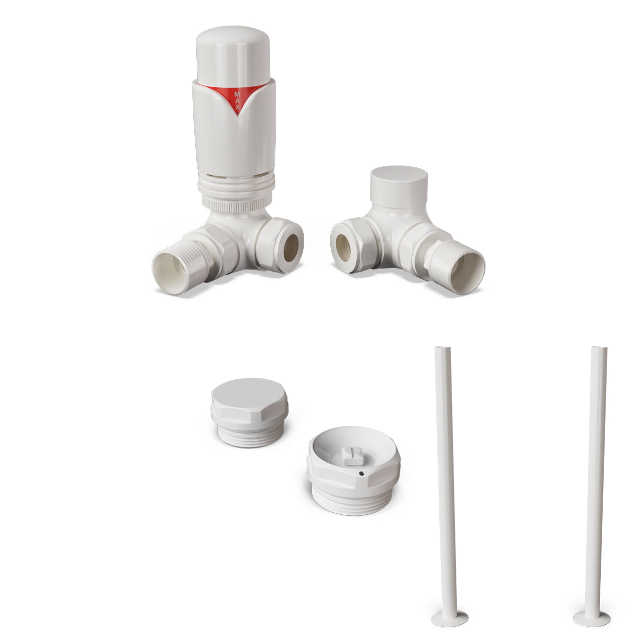 Derry Bold - Thermostatic Radiator Valve & Accessory Kit - White Corner 15mm