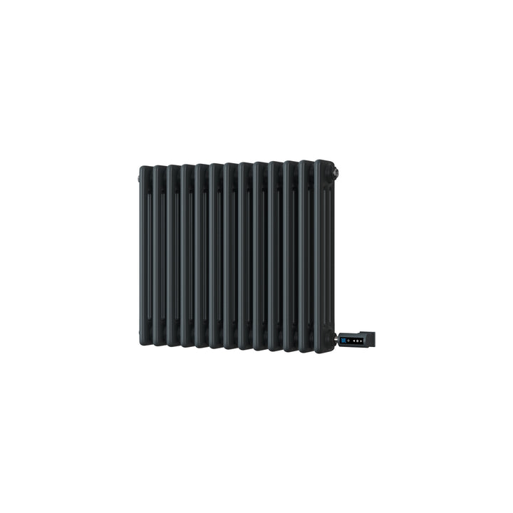 Alpha - Anthracite Column Electric Radiator H500mm x W599mm 3 Column 600w Thermostatic WIFI