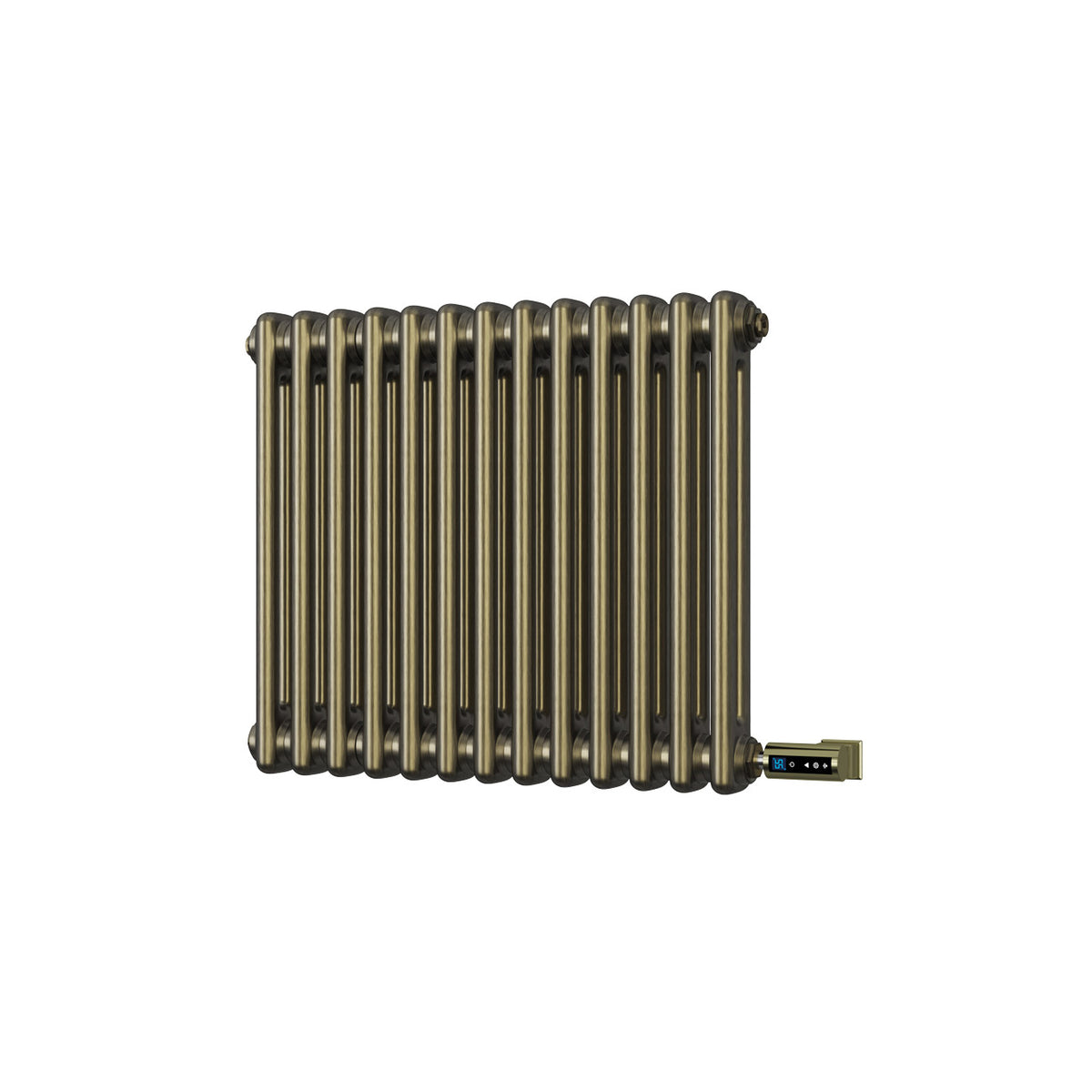 Alpha - Antique Brass Column Electric Radiator H500mm x W592mm 2 Column 300w Thermostatic WIFI