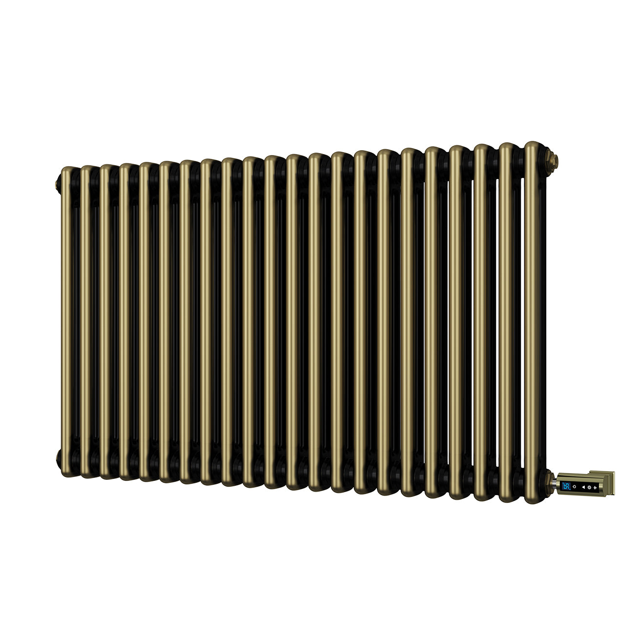 Alpha - Antique Brass Column Electric Radiator H600mm x W988mm 2 Column 900w Thermostatic WIFI