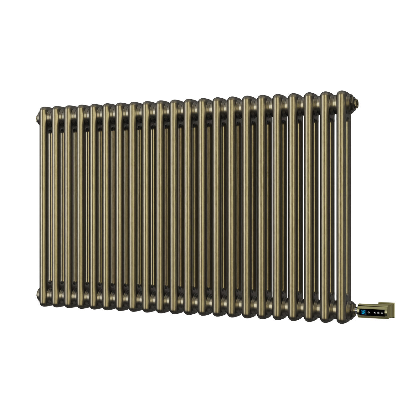Alpha - Antique Brass Column Electric Radiator H600mm x W988mm 2 Column 900w Thermostatic WIFI