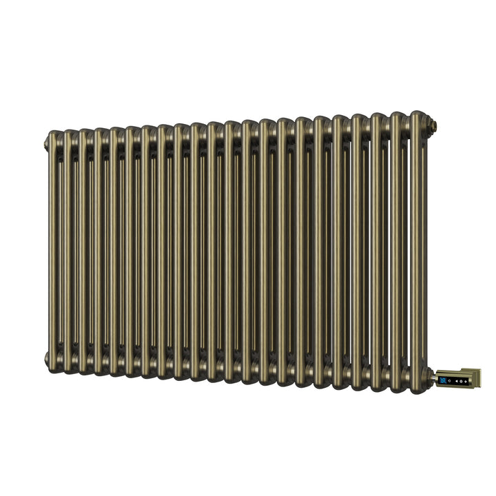 Alpha - Antique Brass Column Electric Radiator H600mm x W988mm 2 Column 900w Thermostatic WIFI