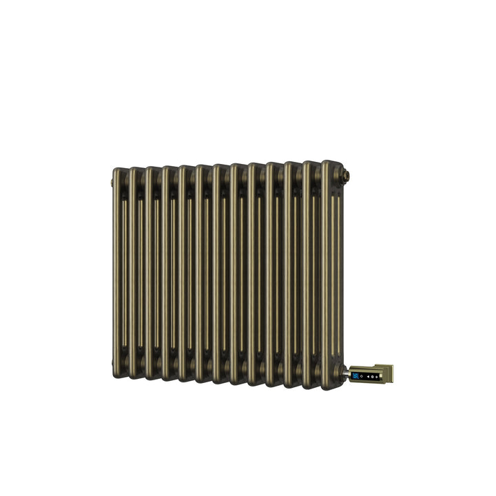 Alpha - Antique Brass Column Electric Radiator H500mm x W599mm 3 Column 600w Thermostatic WIFI
