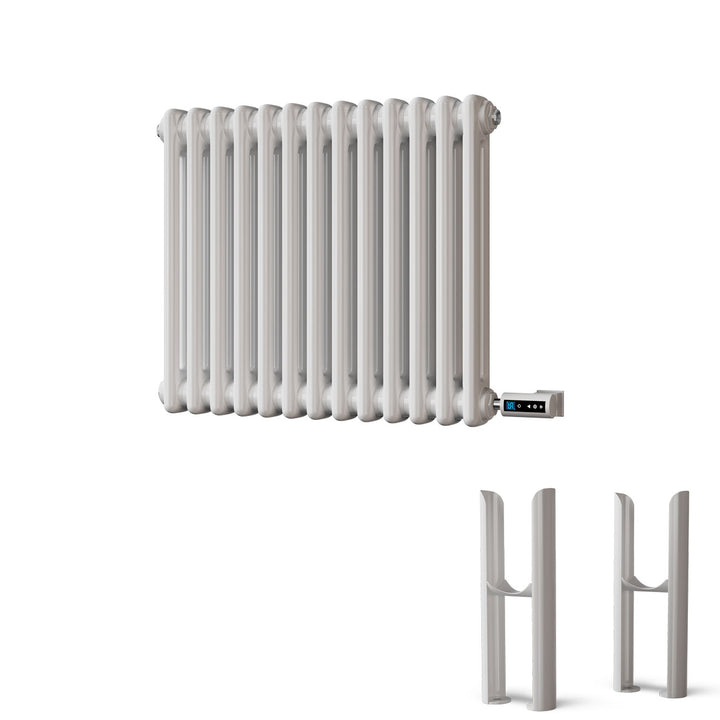 Alpha - White Column Electric Radiator H500mm x W592mm 2 Column 300w Thermostatic WIFI - Feet Included
