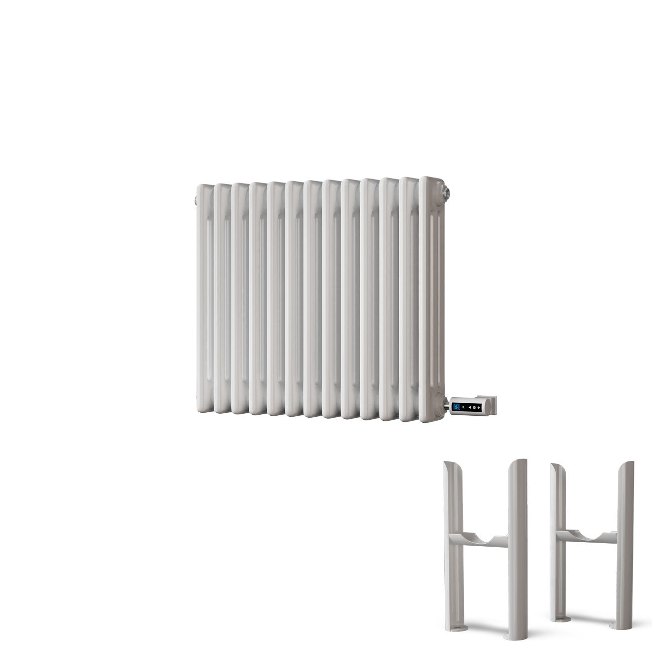 Alpha - White Column Electric Radiator H500mm x W599mm 3 Column 600w Thermostatic WIFI- Feet Included