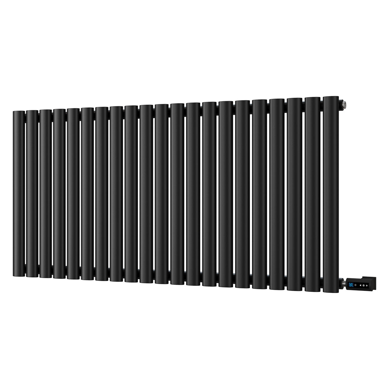 Omeara - Black Horizontal Electric Radiator H600mm x W1218mm Single Panel 900w Thermostatic WIFI - Feet Included