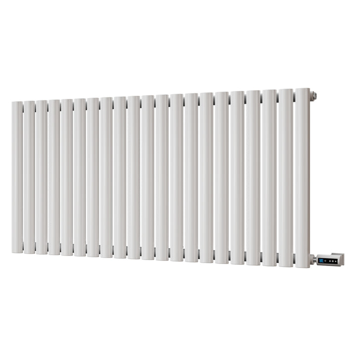 Omeara - White Horizontal Electric Radiator H600mm x W1218mm Single Panel 900w Thermostatic WIFI - Feet Included