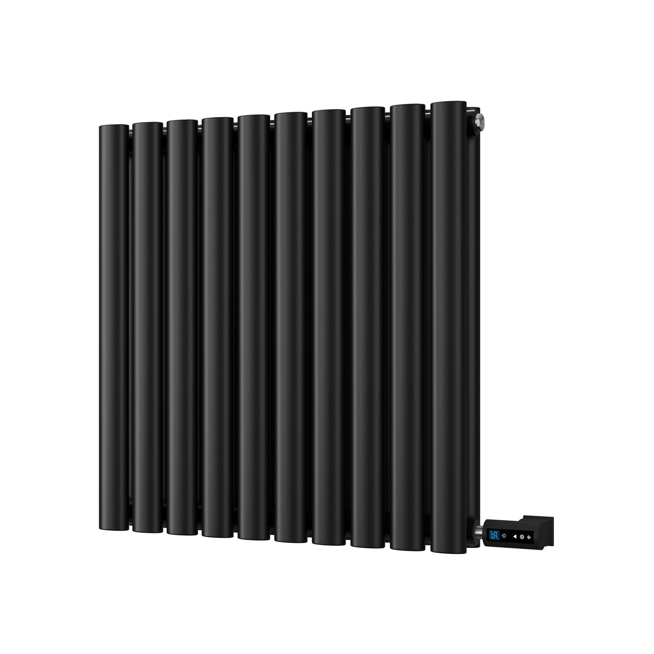 Omeara - Black Horizontal Electric Radiator H600mm x W580mm Double Panel 500w Thermostatic WIFI