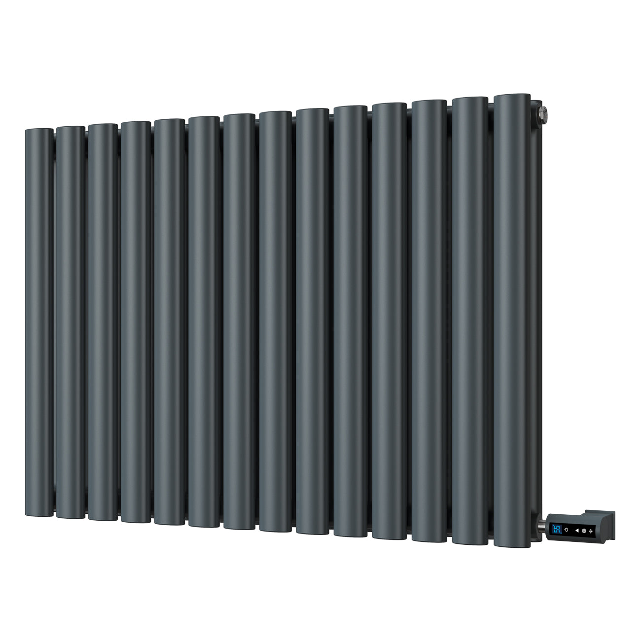 Omeara - Anthracite Horizontal Electric Radiator H600mm x W812mm Double Panel 800w Thermostatic WIFI