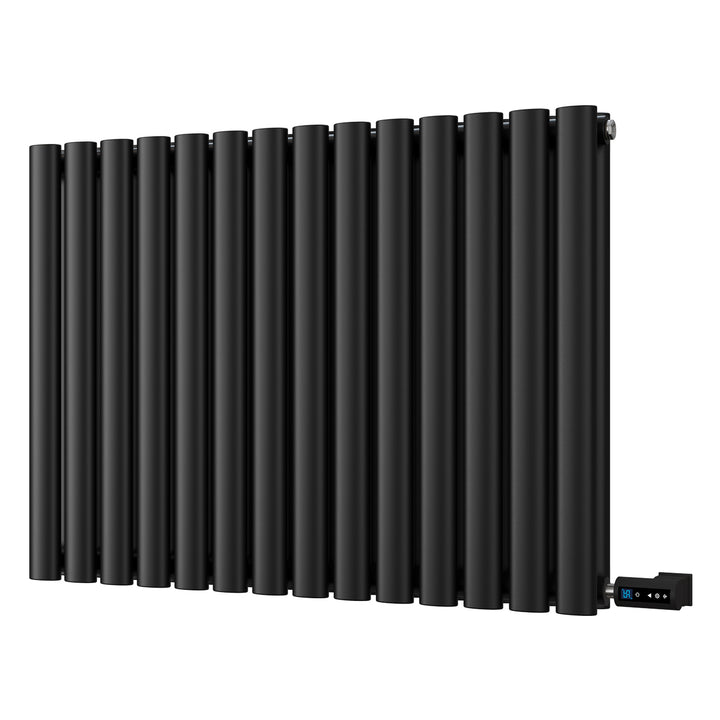 Omeara - Black Horizontal Electric Radiator H600mm x W812mm Double Panel 800w Thermostatic WIFI