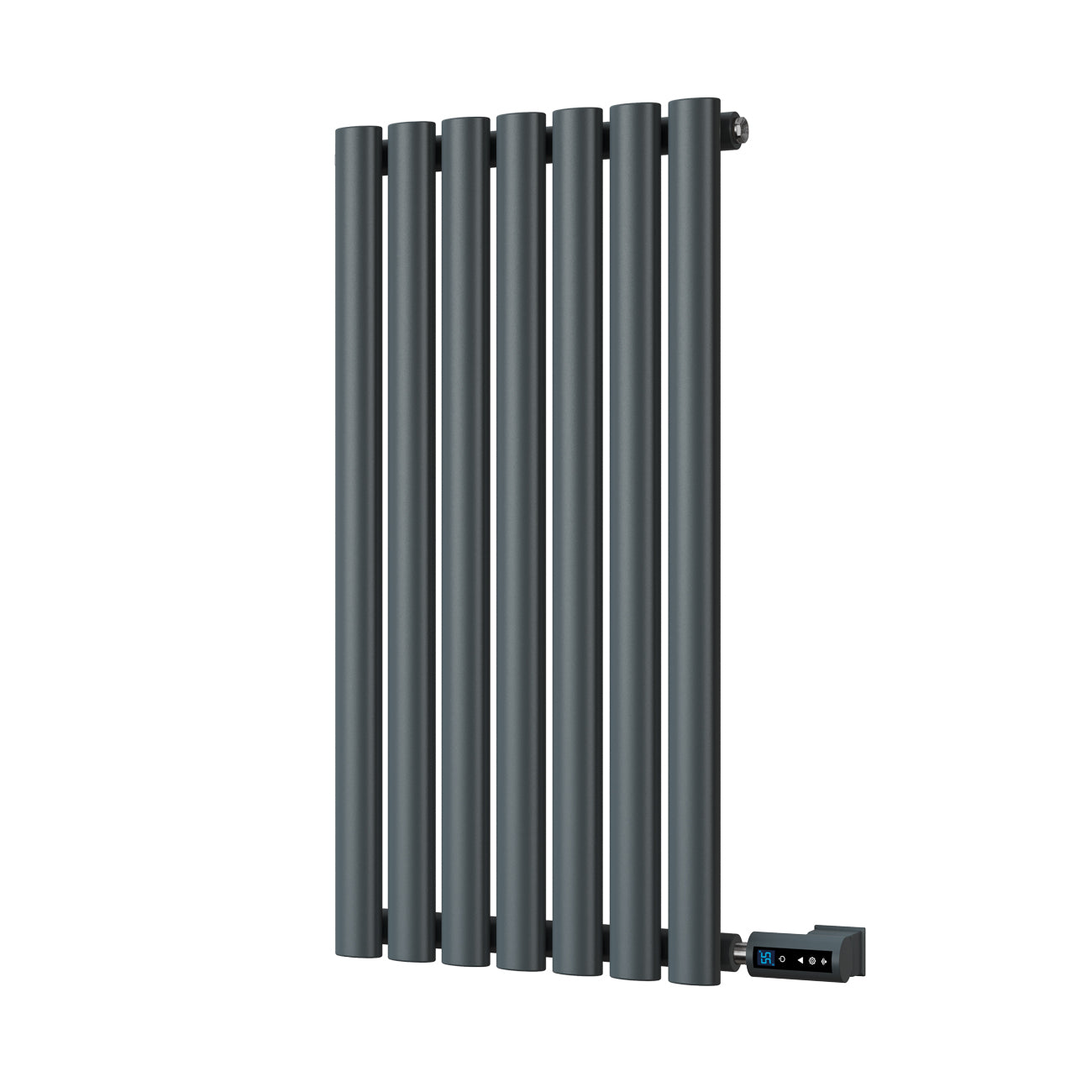 Omeara - Anthracite Horizontal Electric Radiator H800mm x W406mm Single Panel 300w Thermostatic WIFI
