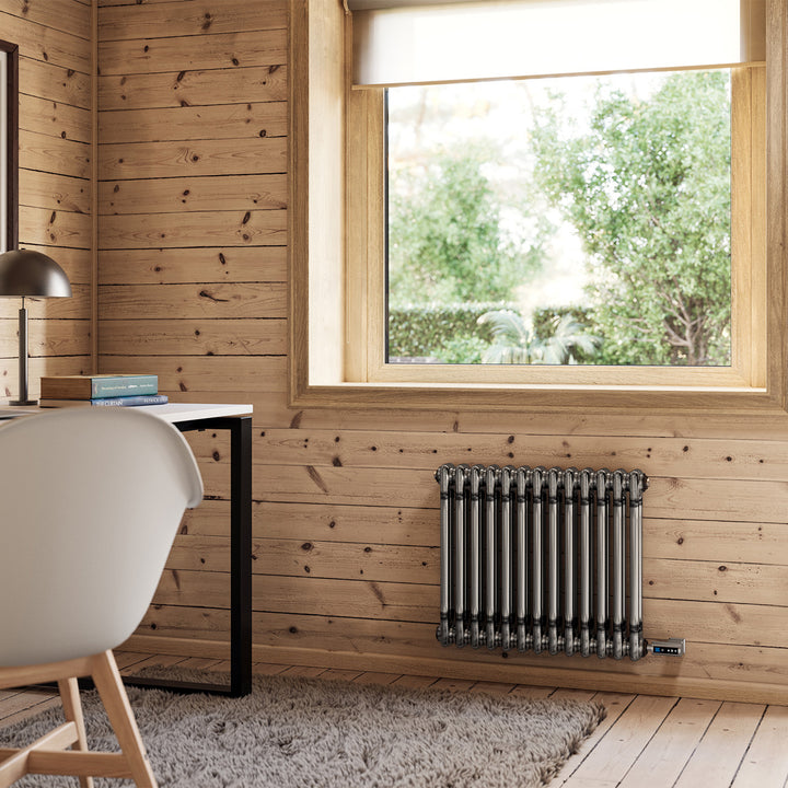 Alpha - Raw Metal Column Electric Radiator H500mm x W592mm 2 Column 300w Thermostatic WIFI