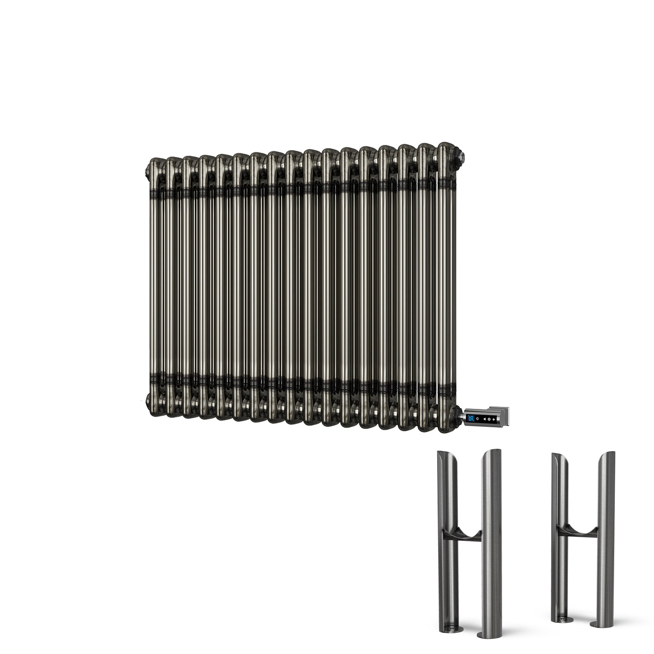 Alpha - Raw Metal Column Electric Radiator H600mm x W768mm 2 Column 700w Thermostatic WIFI - Feet Included