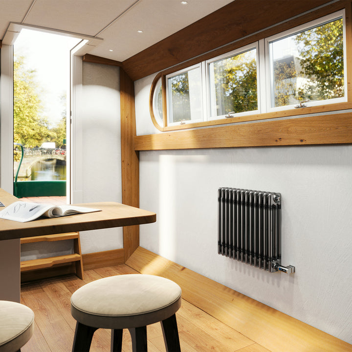 Alpha - Raw Metal Column Electric Radiator H500mm x W599mm 3 Column 600w Thermostatic WIFI