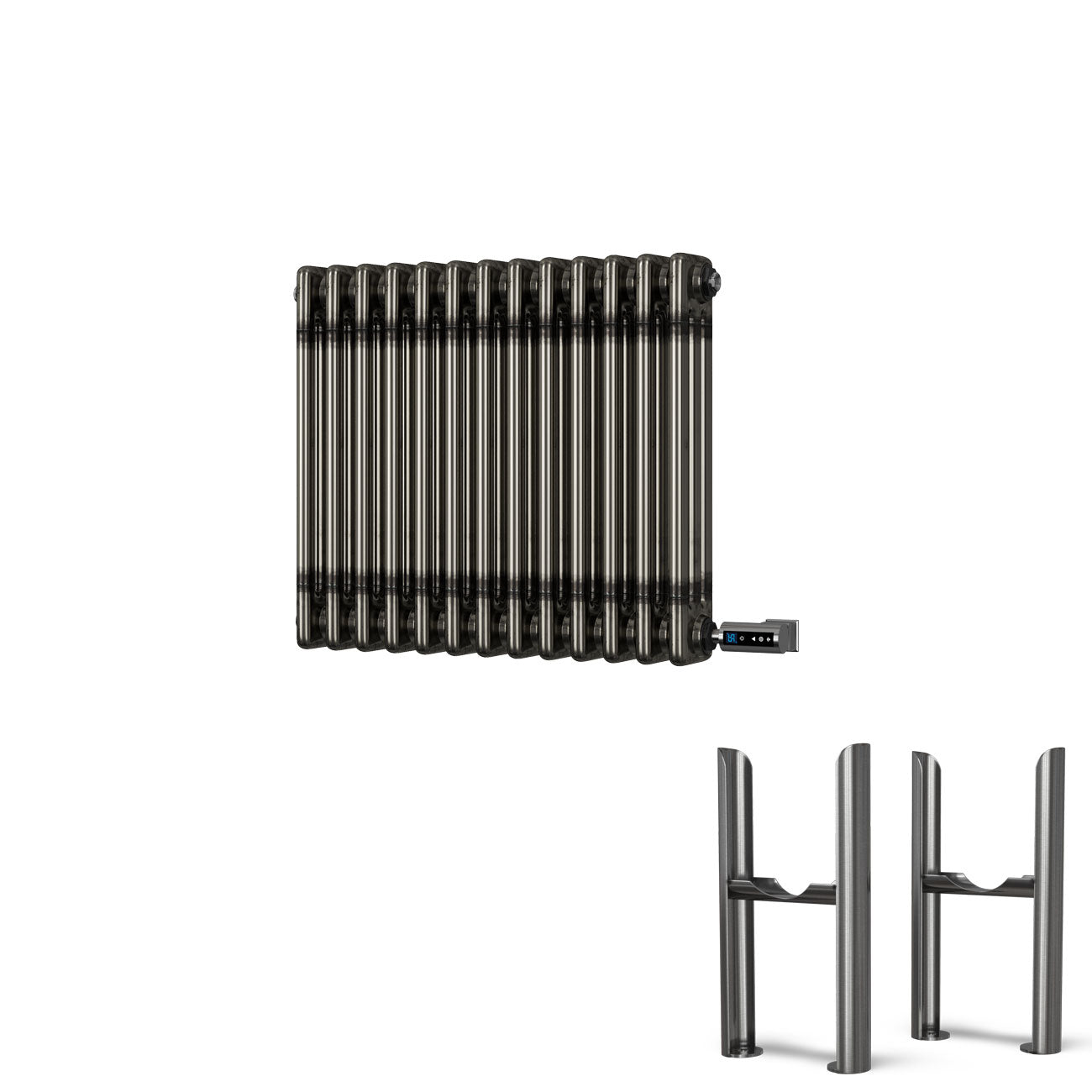 Alpha - Raw Metal Column Electric Radiator H500mm x W999mm 3 Column 1200w Thermostatic WIFI - Feet Included