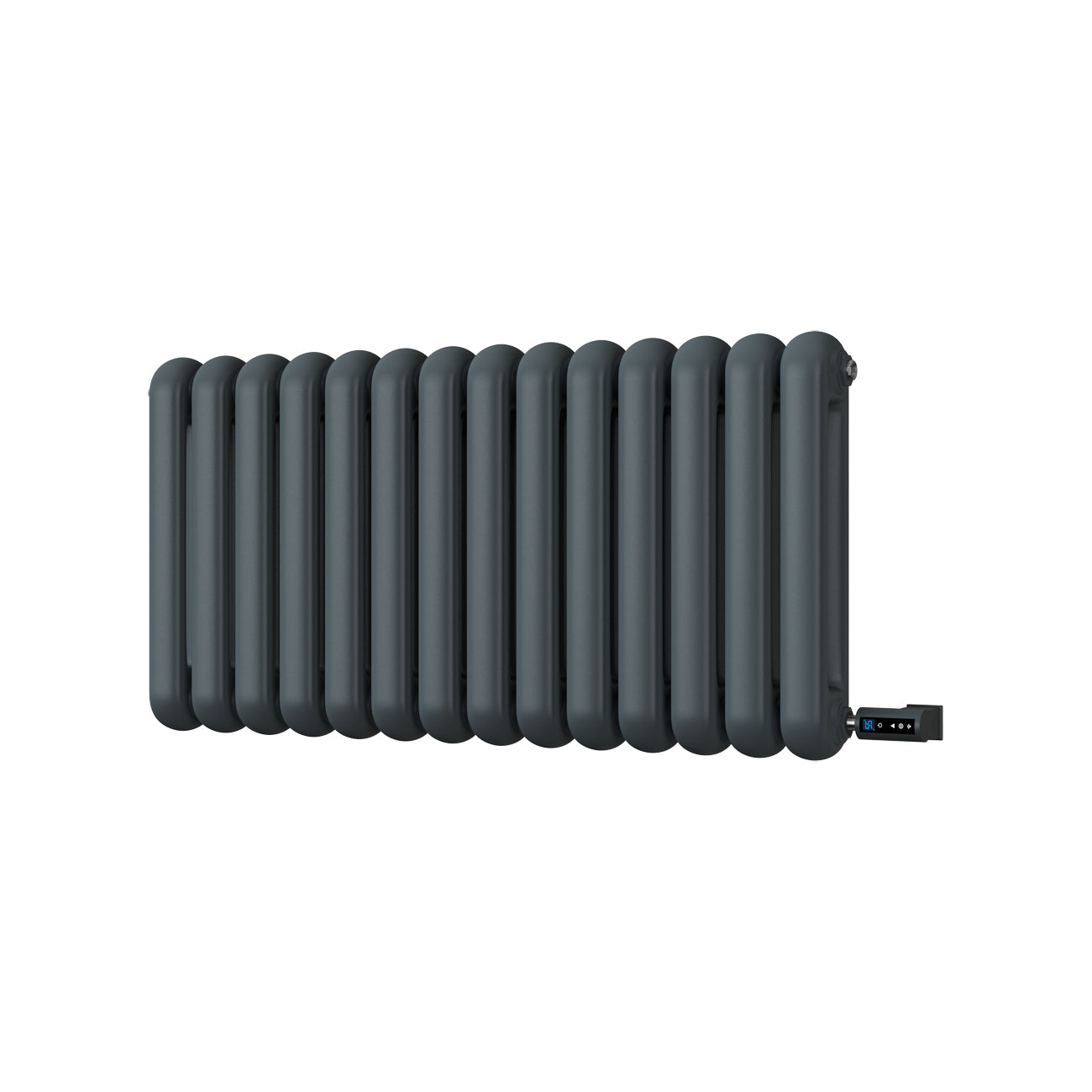 Sherwood - Anthracite Round Top Column Electric Radiator H500mm x W993mm 2 Column 900w Thermostatic WIFI