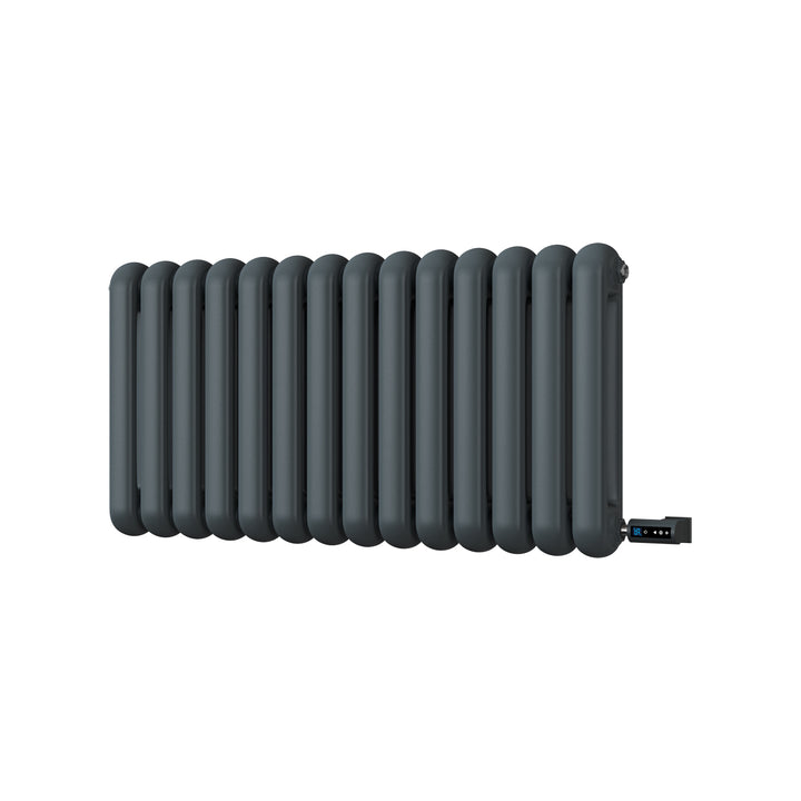 Sherwood - Anthracite Round Top Column Electric Radiator H500mm x W993mm 2 Column 900w Thermostatic WIFI