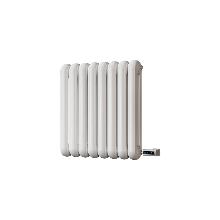 Sherwood - White Round Top Column Electric Radiator H600mm x W576mm 2 Column 300w Thermostatic WIFI