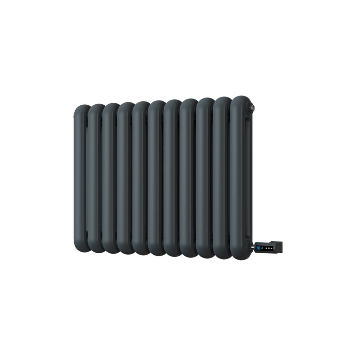 Sherwood - Anthracite Round Top Column Electric Radiator H600mm x W785mm 2 Column 600w Thermostatic WIFI