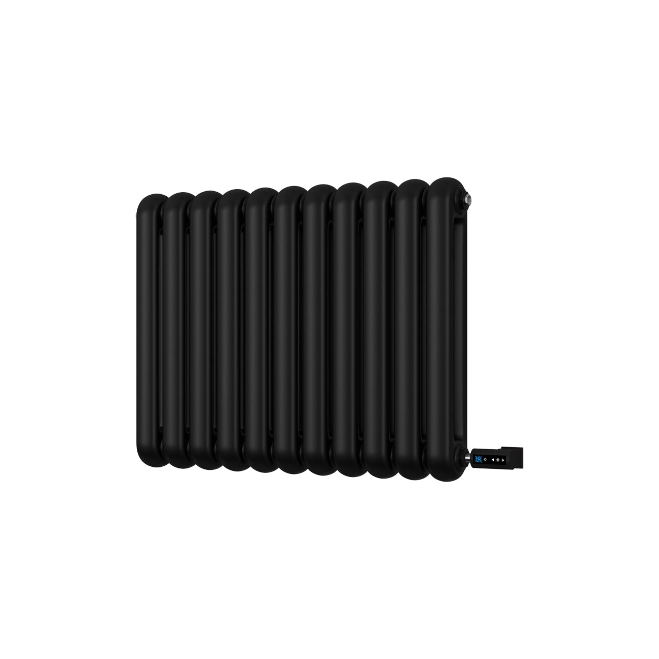 Sherwood - Black Round Top Column Electric Radiator H600mm x W785mm 2 Column 600w Thermostatic WIFI