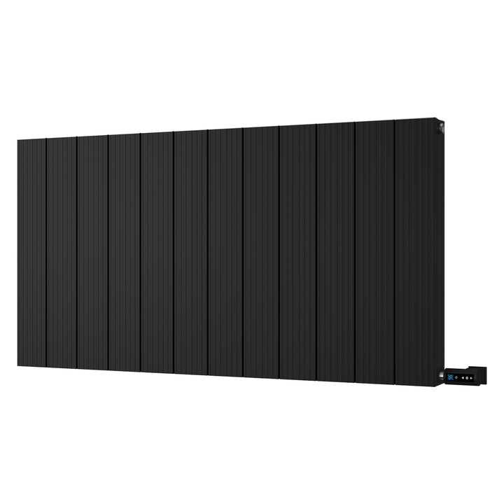 Thetford - Black Horizontal Electric Radiator Double Panel H600mm x W1124mm Grooved 1200w Thermostatic WIFI