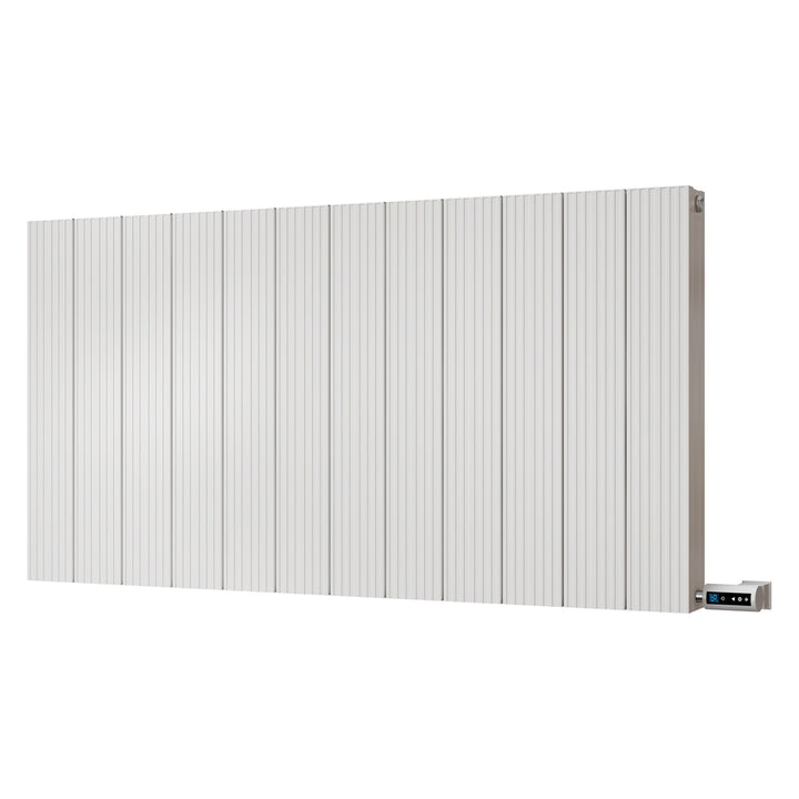 Thetford - White Horizontal Electric Radiator Double Panel H600mm x W1124mm Grooved 1200w Thermostatic WIFI